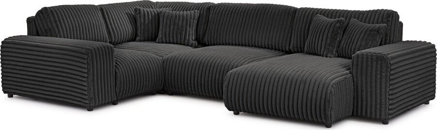 Tmavě šedá manšestrová rohová pohovka (levý roh/do