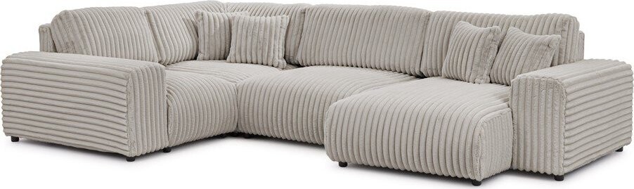 Světle šedá manšestrová rohová pohovka (levý roh/do