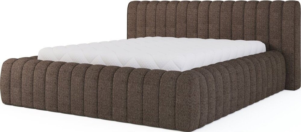 Hnědá čalouněná dvoulůžková postel s úložným prostorem s roštem 140x200 cm Carilla – ELTAP