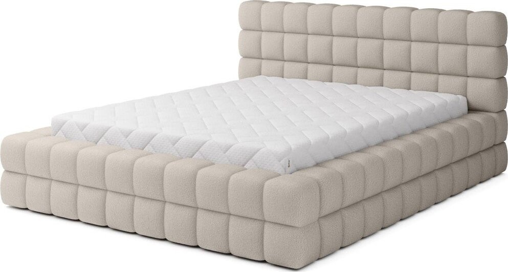 Béžová čalouněná dvoulůžková postel s úložným prostorem s roštem 140x200 cm Dizzle – ELTAP