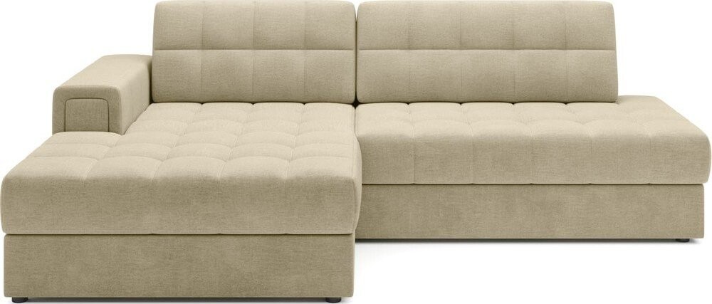 Světle hnědá sametová rozkládací rohová pohovka (levý roh/s lenoškou) Blezalt – ELTAP