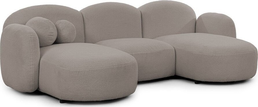 Šedá rohová pohovka z textilie bouclé (do 