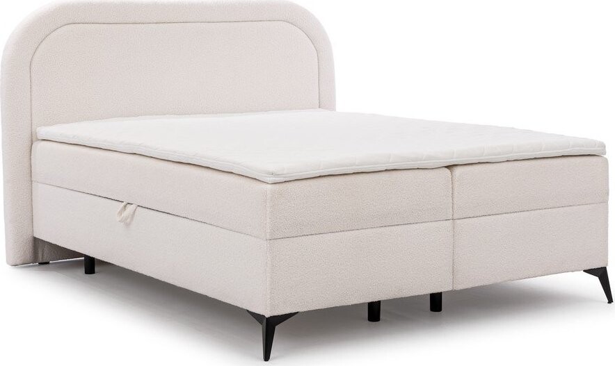 Bílá boxspring postel s úložným prostorem 180x200 cm Ornes – Ropez