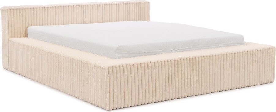 Béžová čalouněná dvoulůžková postel s úložným prostorem s roštem 140x200 cm Cloe – Ropez