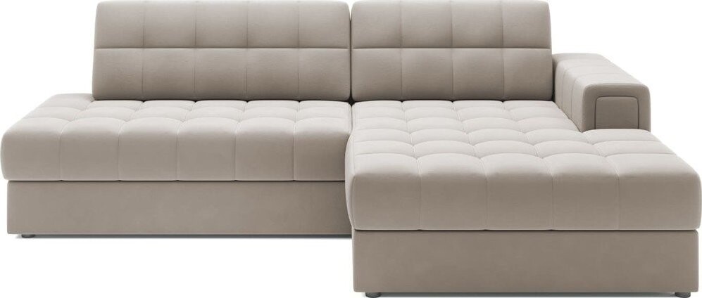 Béžová sametová rozkládací rohová pohovka (pravý roh/s lenoškou) Blezalt – ELTAP