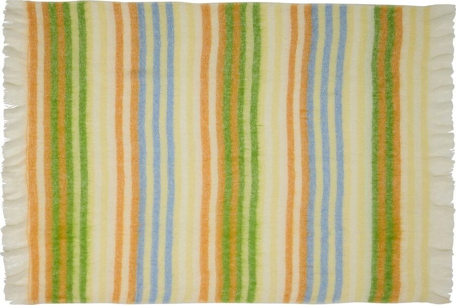 Žlutá/zelená deka s příměsí vlny 140x200 cm Loom – Hübsch