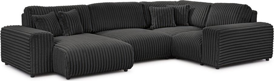 Tmavě šedá manšestrová rohová pohovka (pravý roh/do 