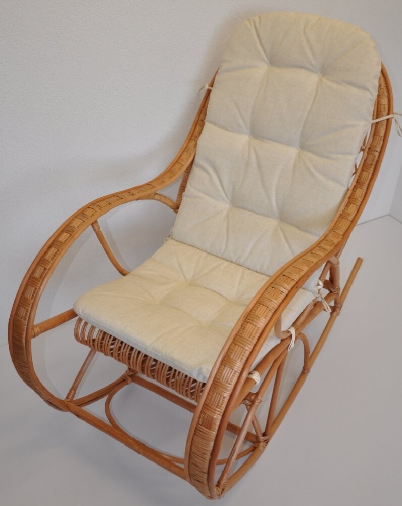 Houpací křeslo BARON - vrba, látka, světlý béžový melír