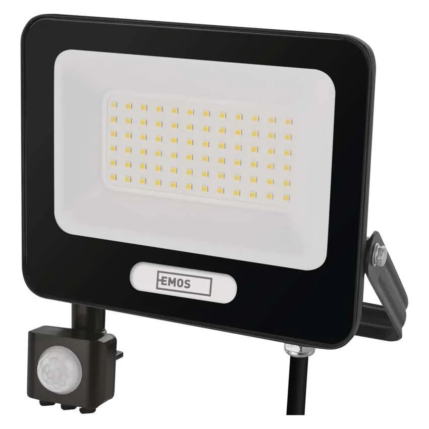 EMOS Černý LED reflektor 50W s pohybovým čidlem ZS2344B