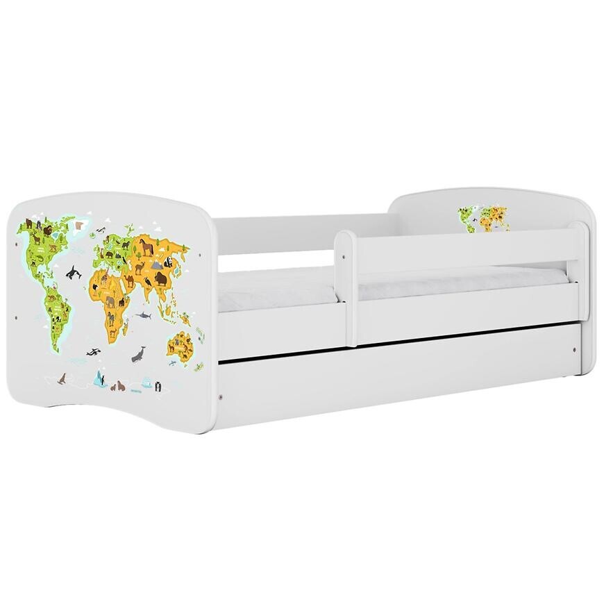 Dětská postel Babydreams+SZ+M bílá 80x160 Mapa světa