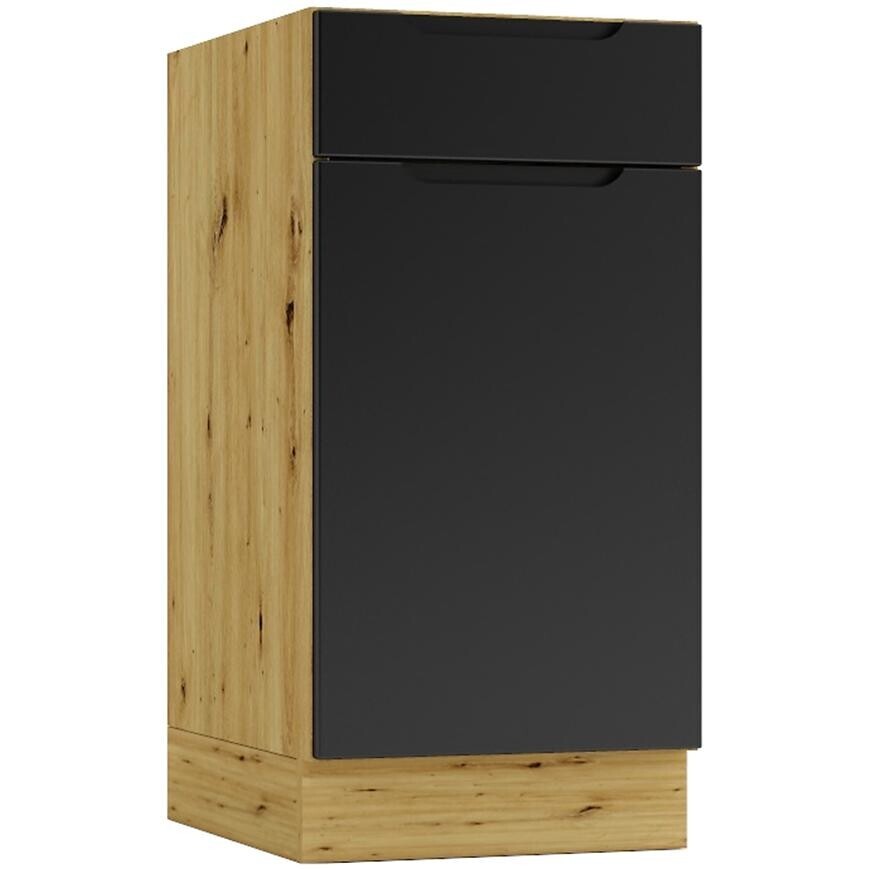 Kuchyňská skříňka Cosmo Isabel D40s/1 P/L černý hrášek/dub artisan