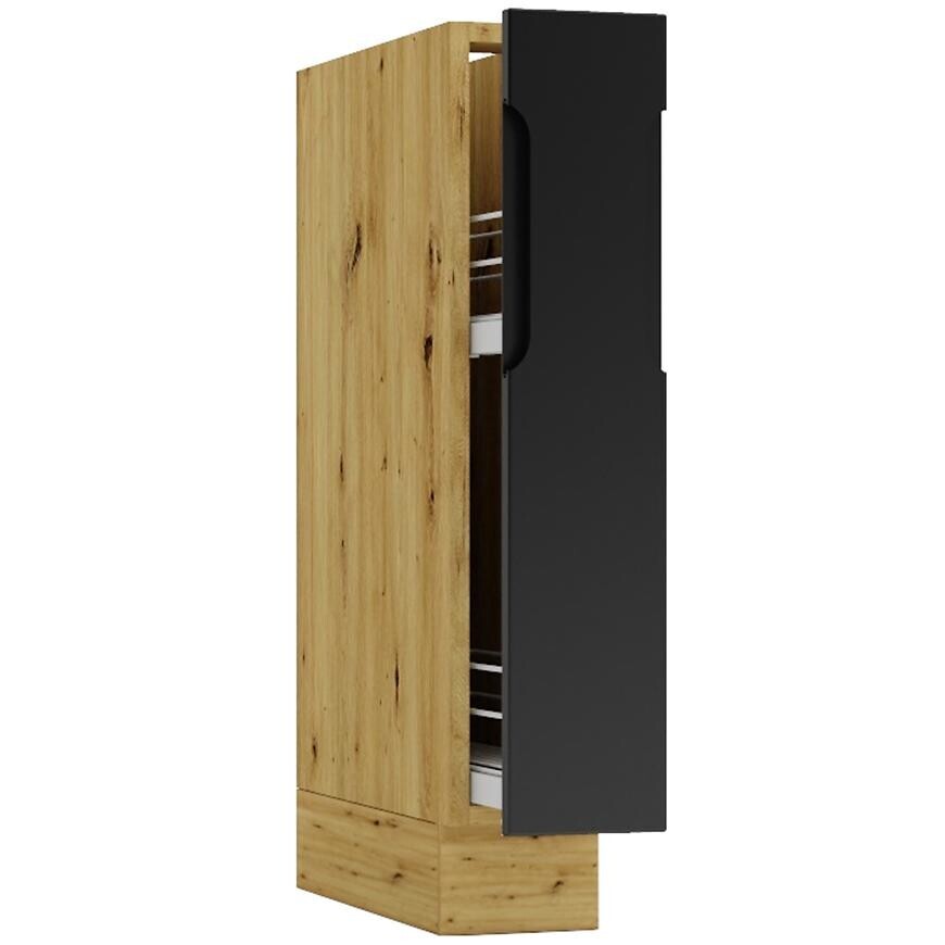 Kuchyňská skříňka Cosmo Isabel D15 cargo/zásobník černý hrášek/dub artisan