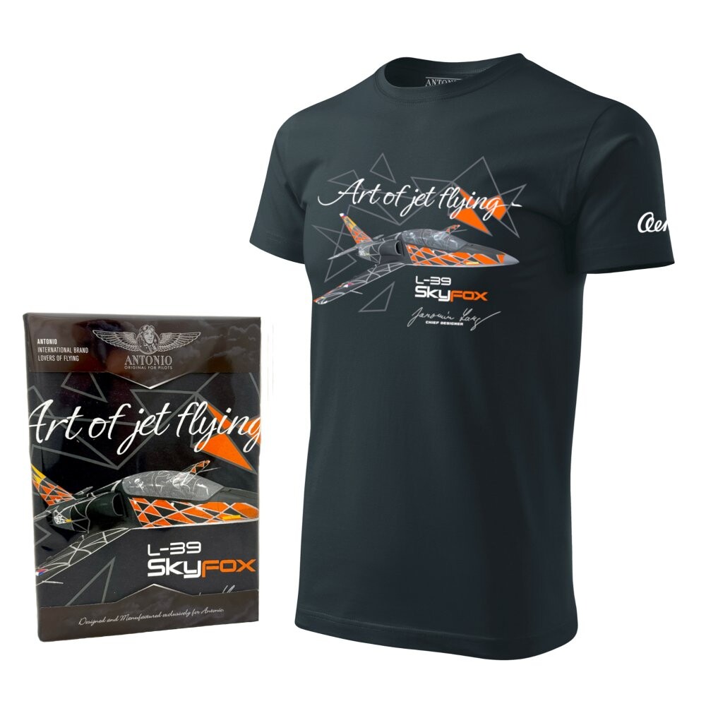 Triko Antonio s lehkým bojovým letadlem L-39 SKYFO - černé, XXL