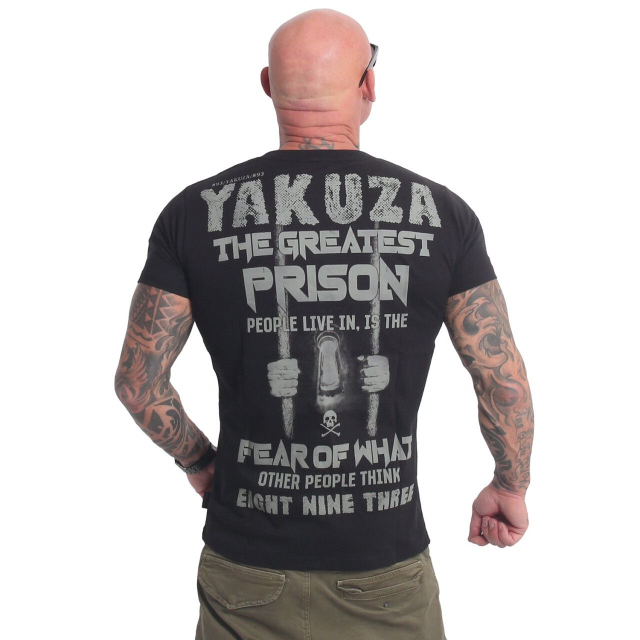 Triko pánské Yakuza Prison - černé-šedé, 4XL