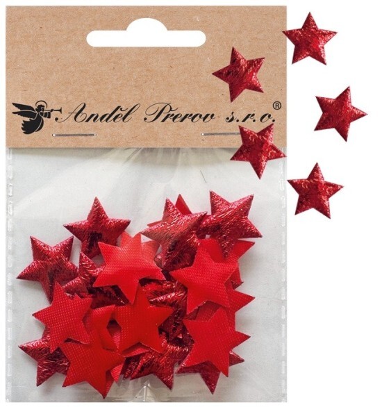 Anděl Hvězdičky látkové 2 cm - červené - 30 ks - 47011