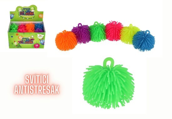 Teddies Chlupatý antistresový míček se světlem - 7 cm - na baterie - 00861767