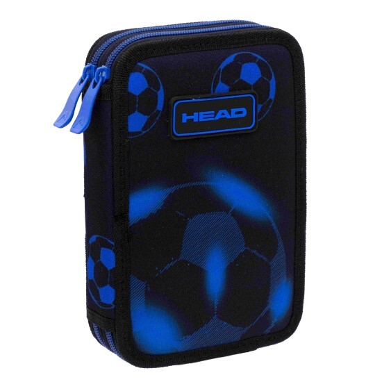 HEAD Dvoupatrový penál HEAD - NEO BLUE FOOTBALL - prázdný - 503 025 040