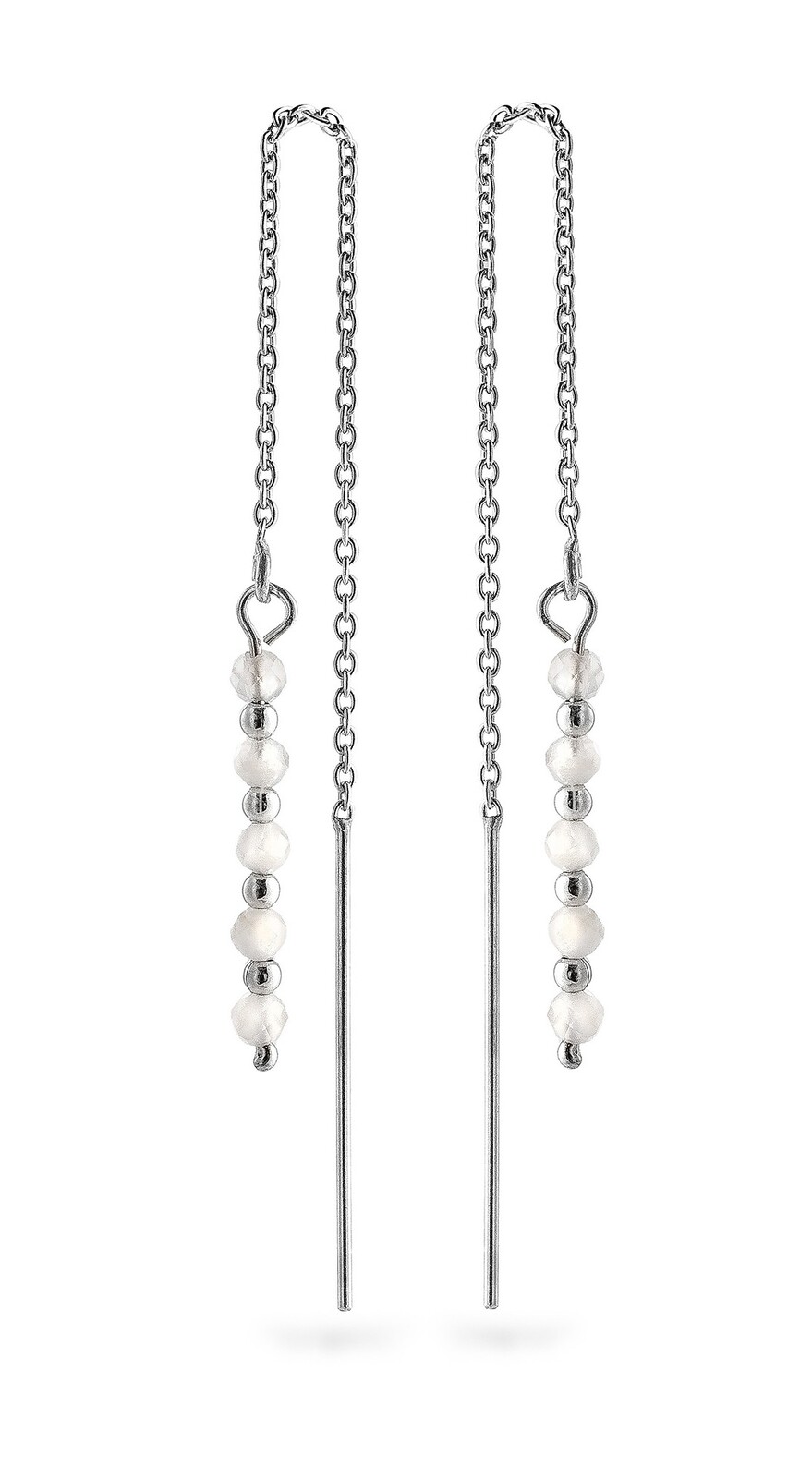 AGAIN Jewelry Stříbrné řetízkové náušnice s měsíčním kamenem AJKNS003