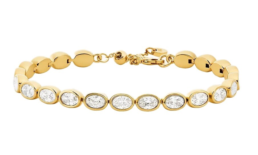 Michael Kors Oslnivý pozlacený náramek s kubickými zirkony Bezel MKJ8470710