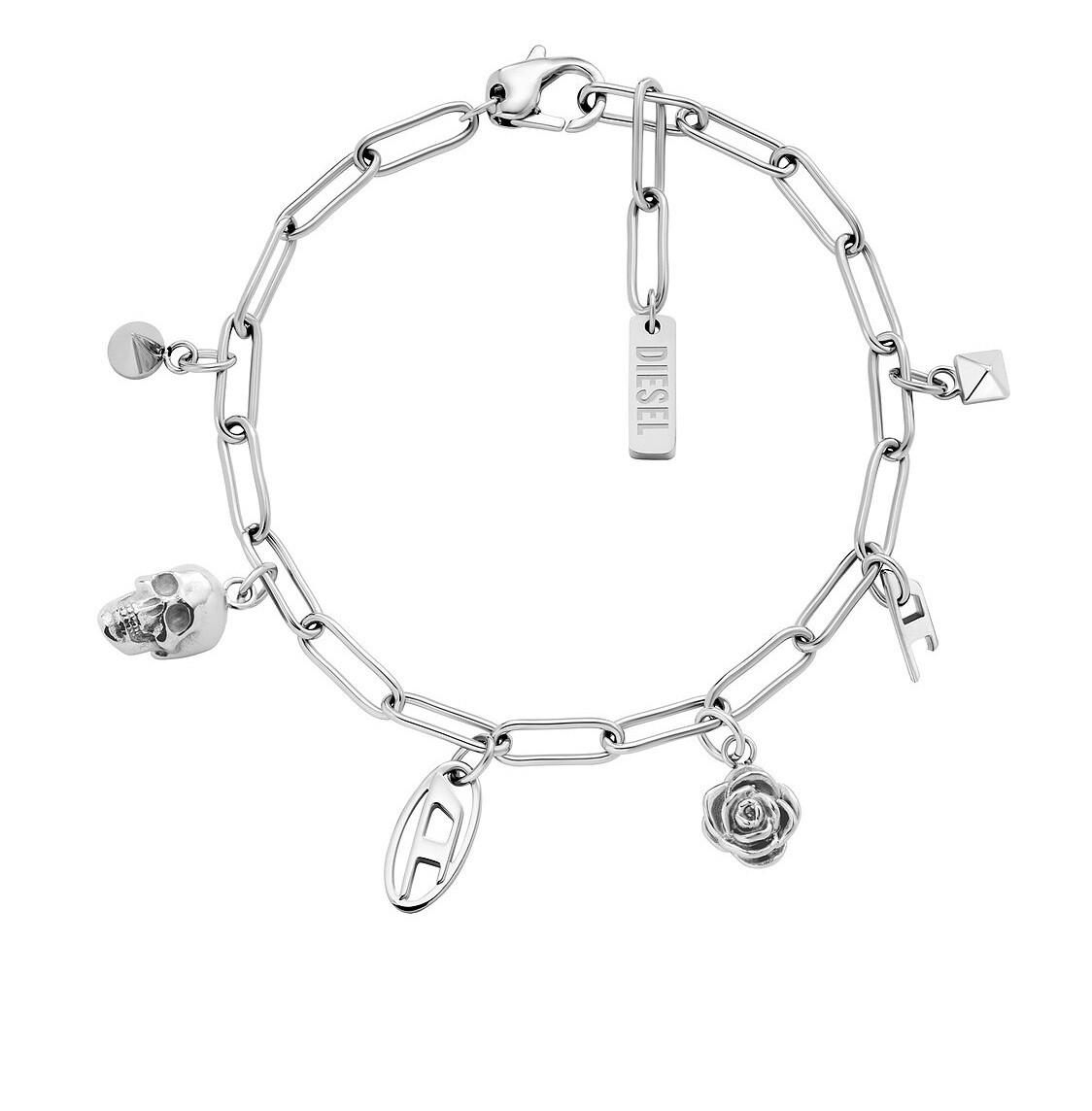 Diesel Moderní ocelový náramek s přívěsky DX1604040