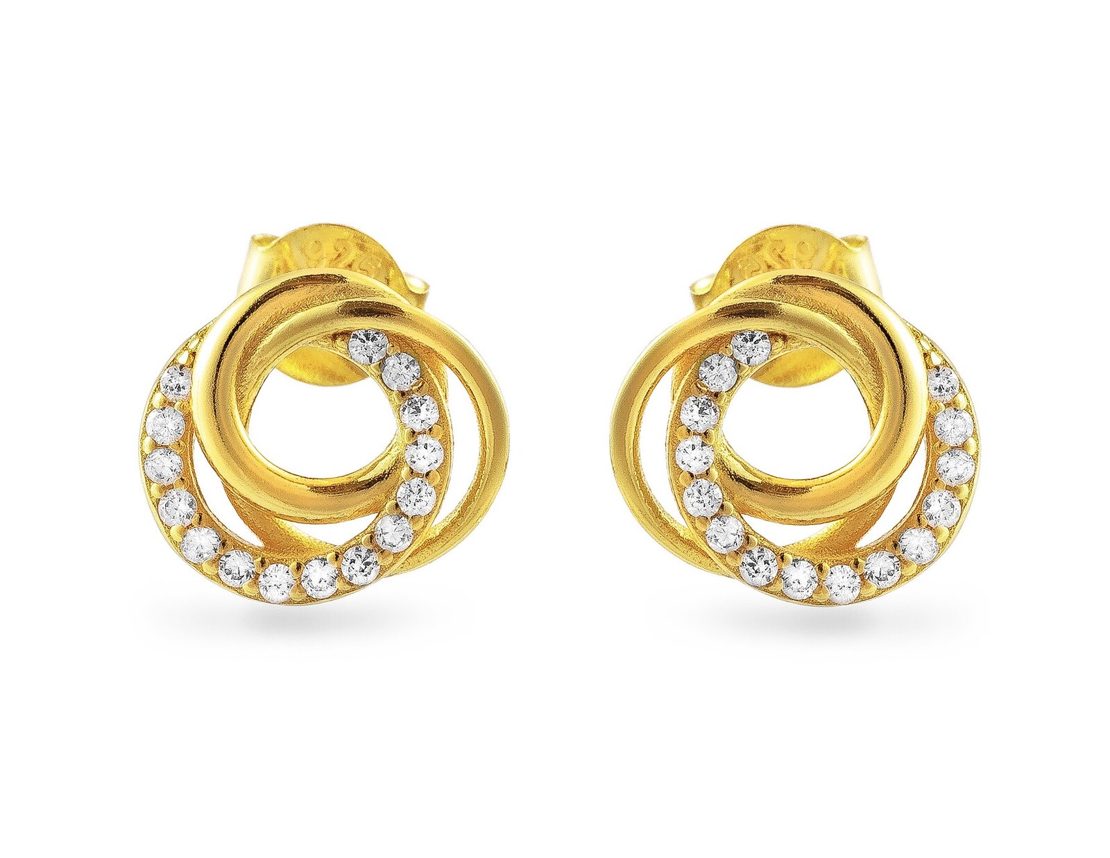 AGAIN Jewelry Elegantní pozlacené náušnice s kubickými zirkony AJNS0069