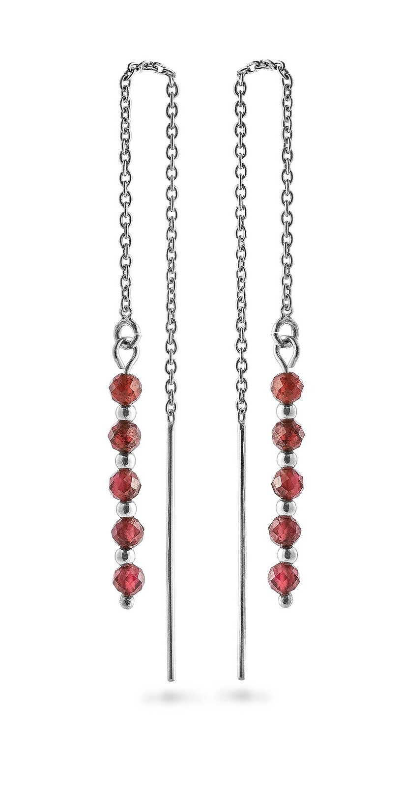 AGAIN Jewelry Stříbrné řetízkové náušnice s granátem AJKNS005