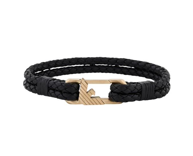 Emporio Armani Černý kožený náramek EGS3245710