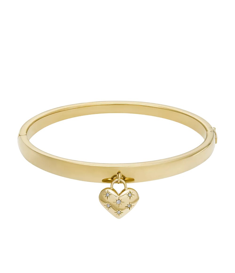 Fossil Pevný pozlacený náramek se srdíčkem Sadie JF04831710