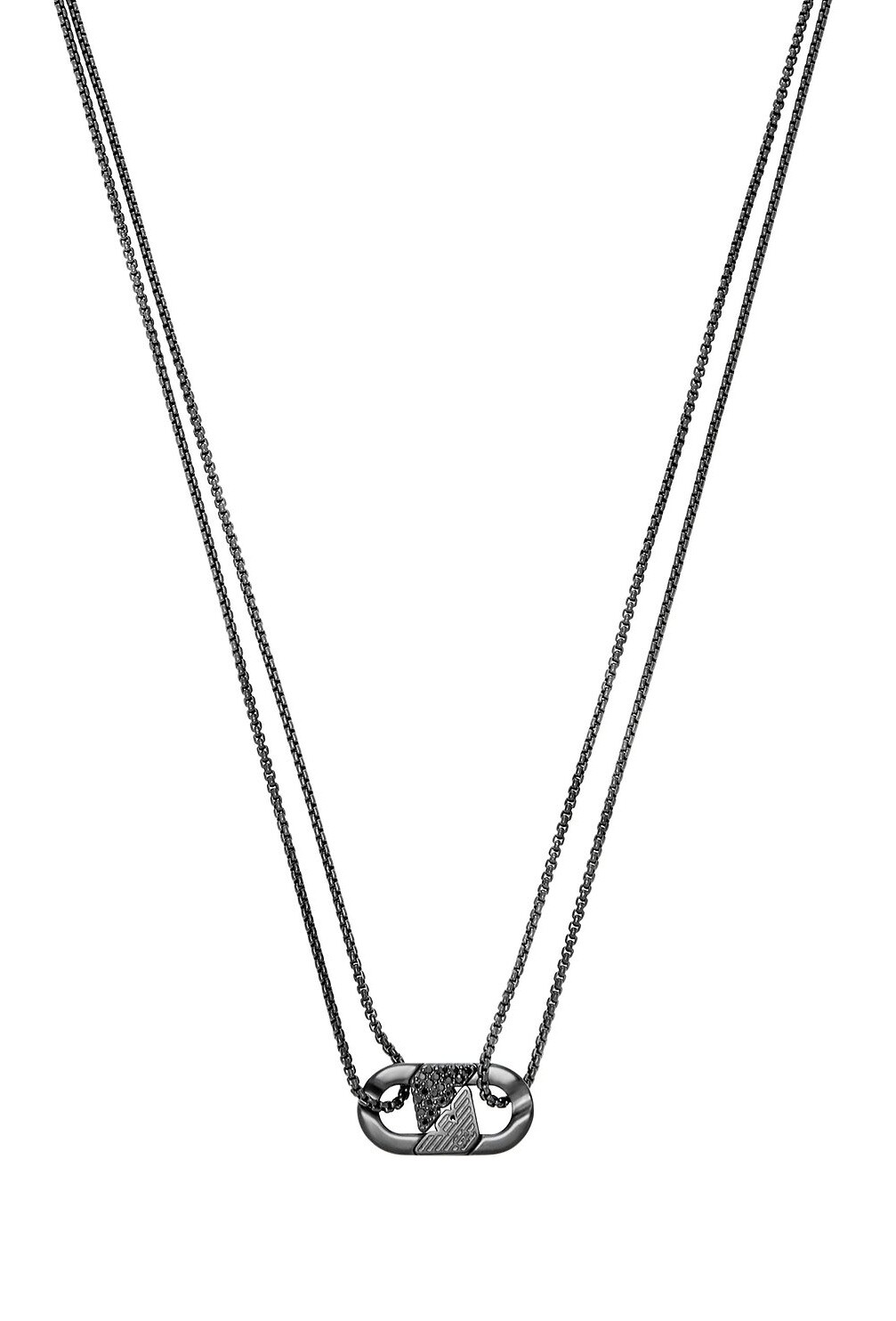 Emporio Armani Černý pánský náhrdelník s krystaly EGS3172001