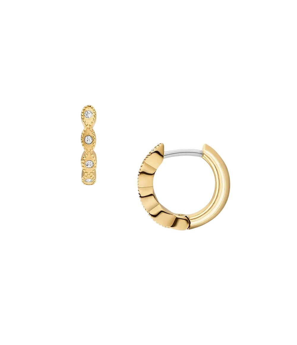 Fossil Slušivé pozlacené kruhové náušnice s krystaly Ellis JF04913710