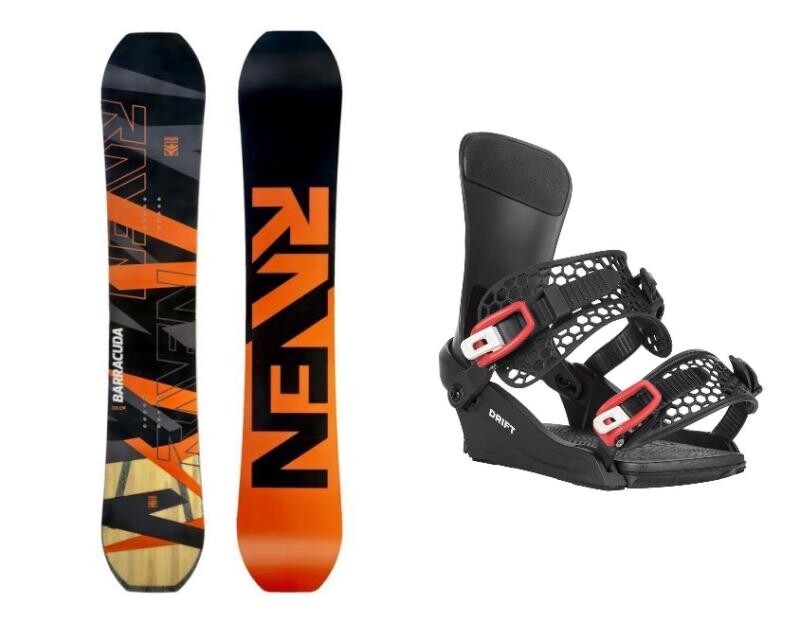 Raven Barracuda Carbon Orange snowboard + Gravity Drift black/red snowboardové vázání