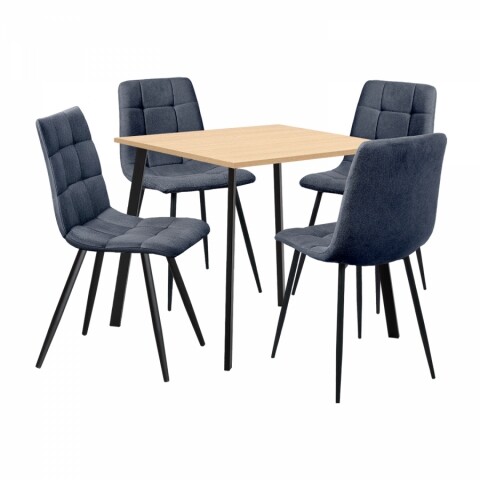 Jídelní set pro 4 osoby stůl 80x80 dub + 4 židle šedá BERGEN BLACK FRIDAY Idea