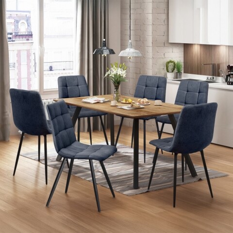 Jídelní set pro 6 osob stůl 140x80 dub + 6 židlí šedá BERGEN BLACK FRIDAY Idea