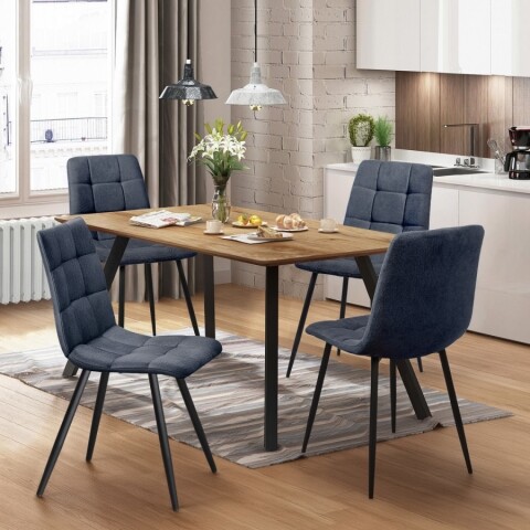 Jídelní set stůl pro 4 osoby 140x80 dub + 4 židle šedá BERGEN BLACK FRIDAY Idea