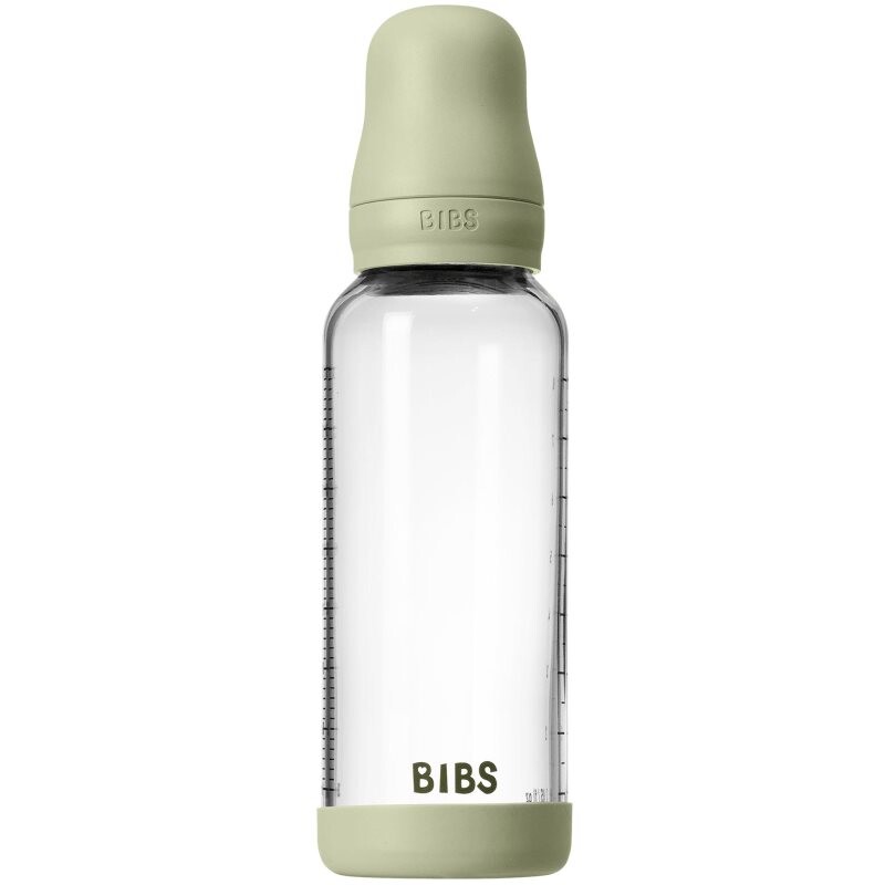 BIBS Baby Glass Bottle Round Latex antikoliková lahev Sage 240 ml