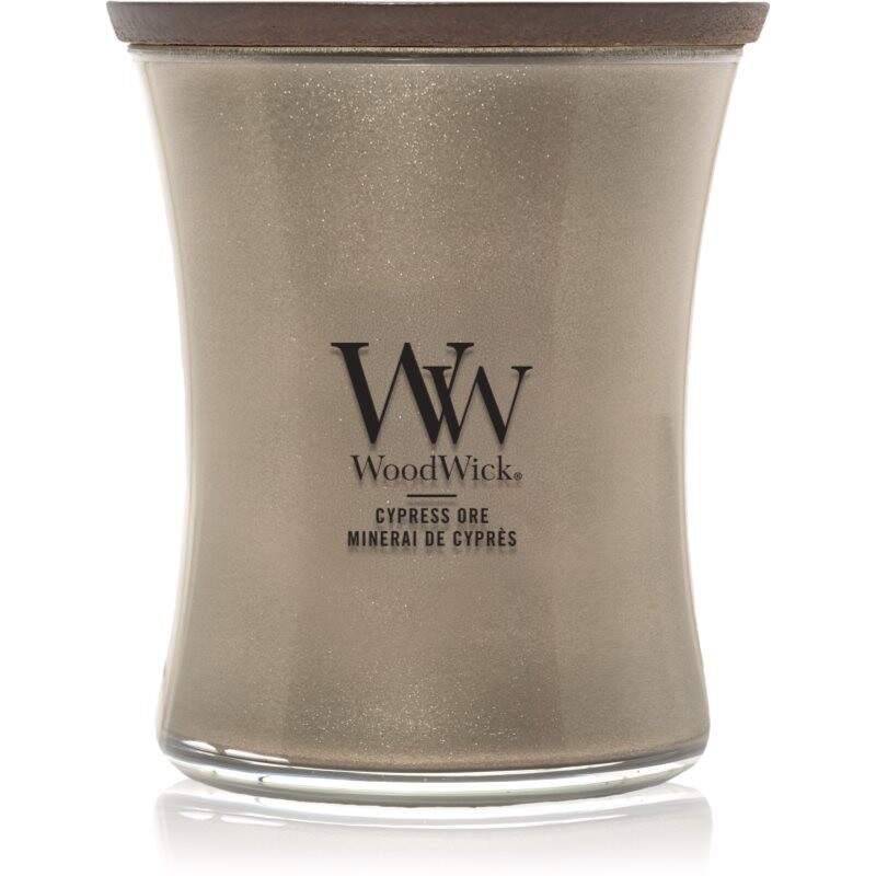 Woodwick Precious Metals Cypress Ore vonná svíčka 275 g