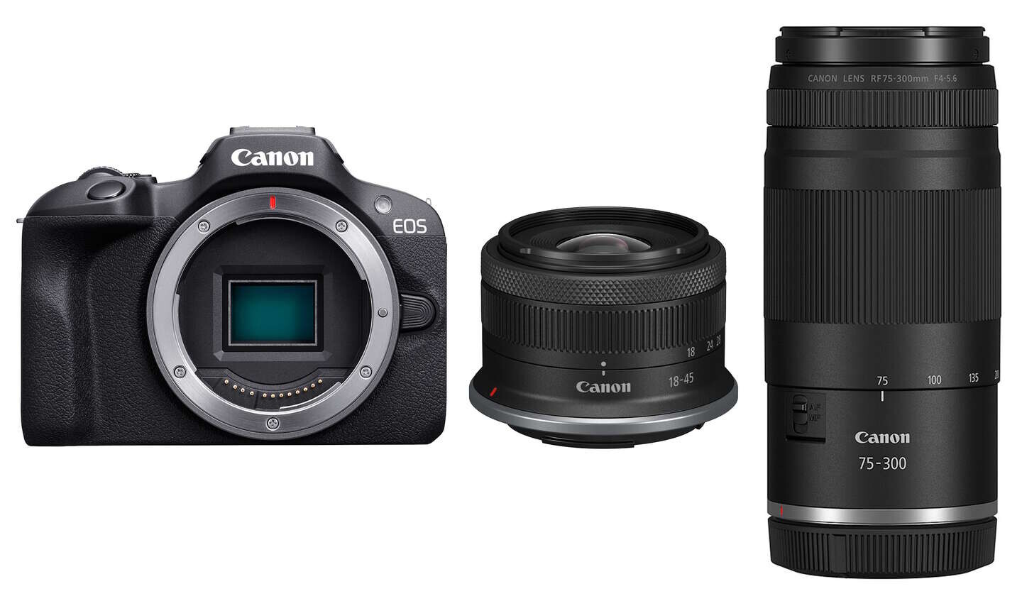 Canon EOS R100 + RF-S 18-45 mm f/4,5-6,3 + RF 75-300 mm f/4-5,6