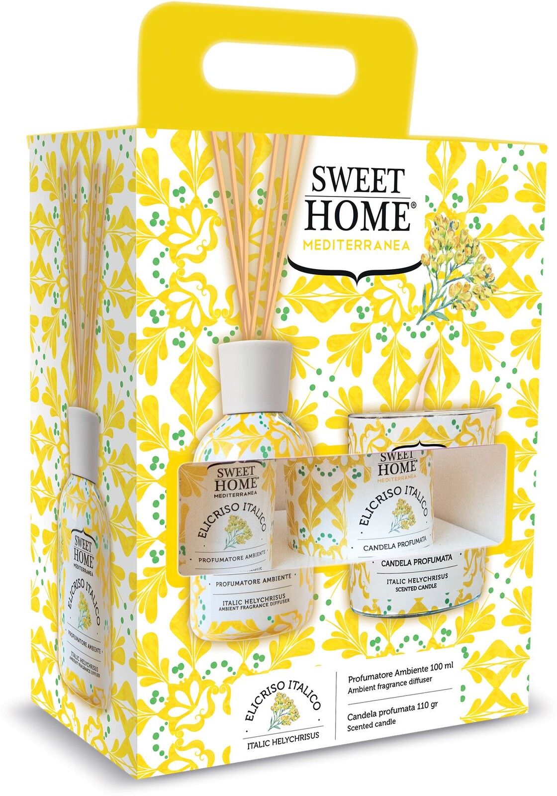 Sweet Home Collection Dárková sada aroma difuzéru se svíčkou Italic Helicrysus