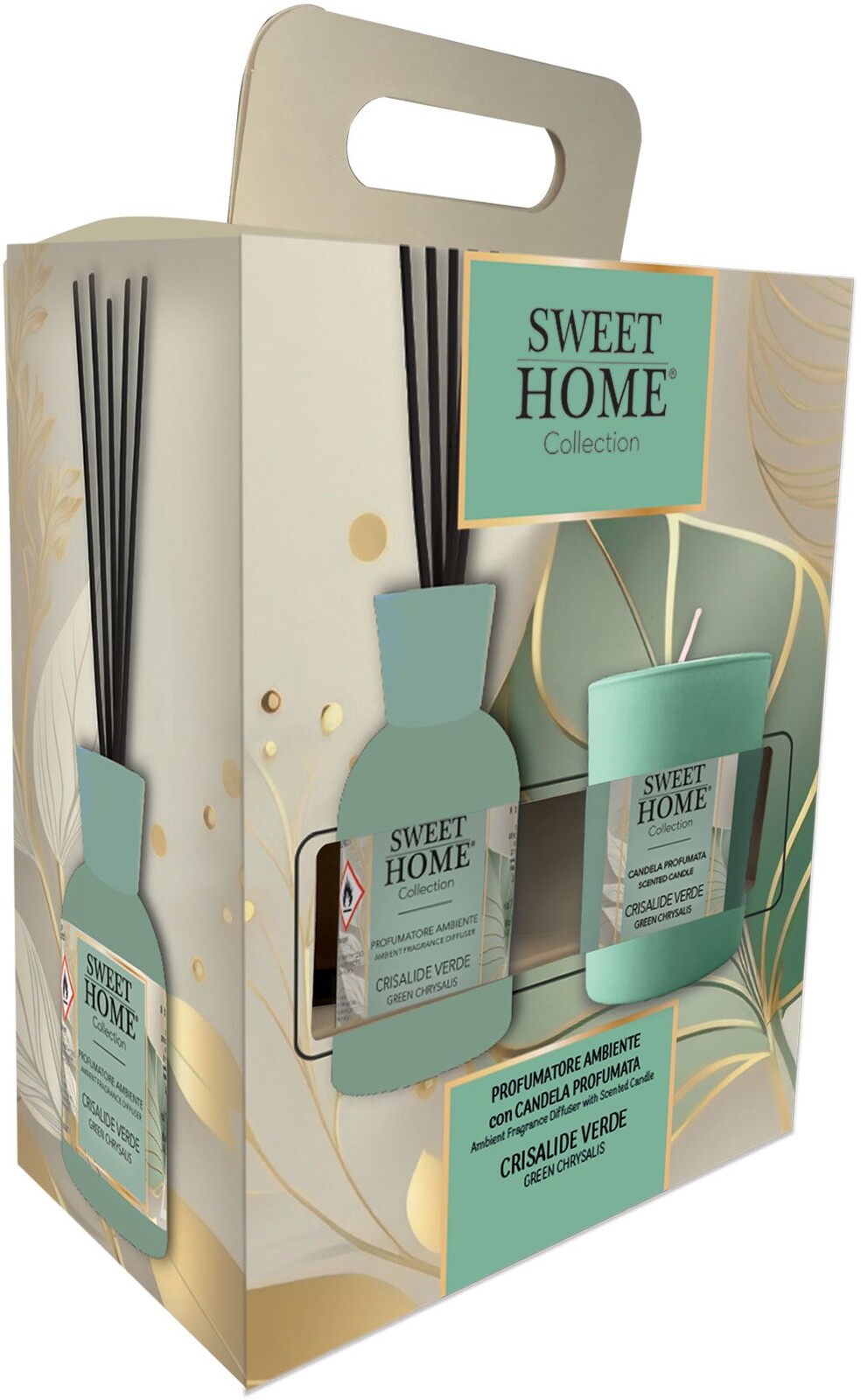 Sweet Home Collection Dárková sada aroma difuzéru se svíčkou Green Chrysalys