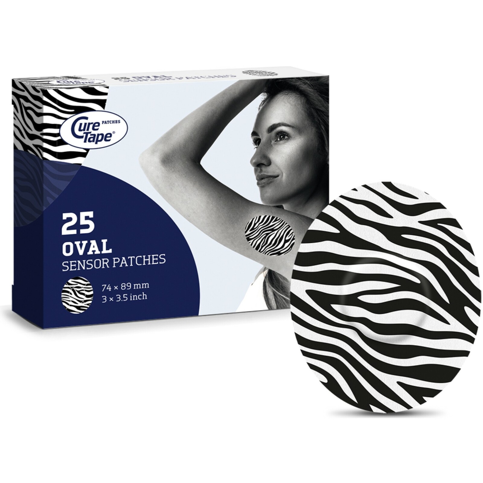 CureTape Náplasti na senzor Art Zebra 25 kusů