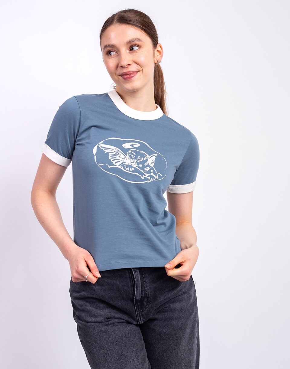 Carhartt WIP W' S/S Reminiscing Ringer T-S Velvet Blue heavy stone wash XS