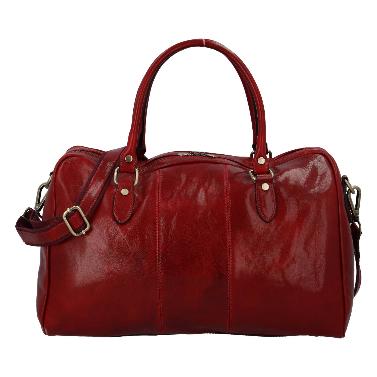 Velká kožená cestovní taška Čestmír,červená +