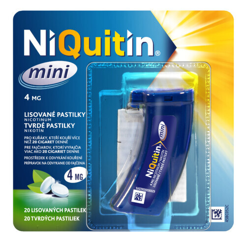 NiQuitin Mini 4mg, 20 lisovaných pastilek - balení 3 ks