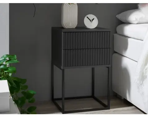 Noční stolek se 2 zásuvkami Marle, grafitový