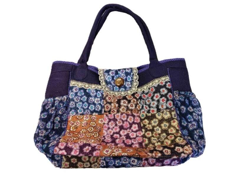 CEDR Taška fialová s květinovým motivem