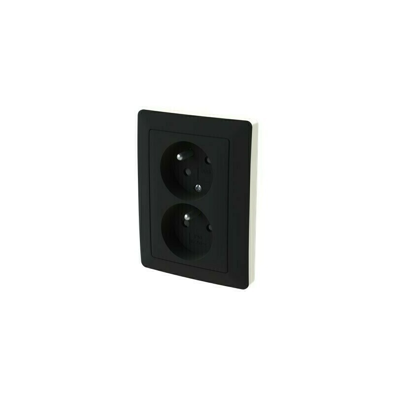 Zásuvka 230 V dvojnásobná ABB Zoni matná černá, bílá