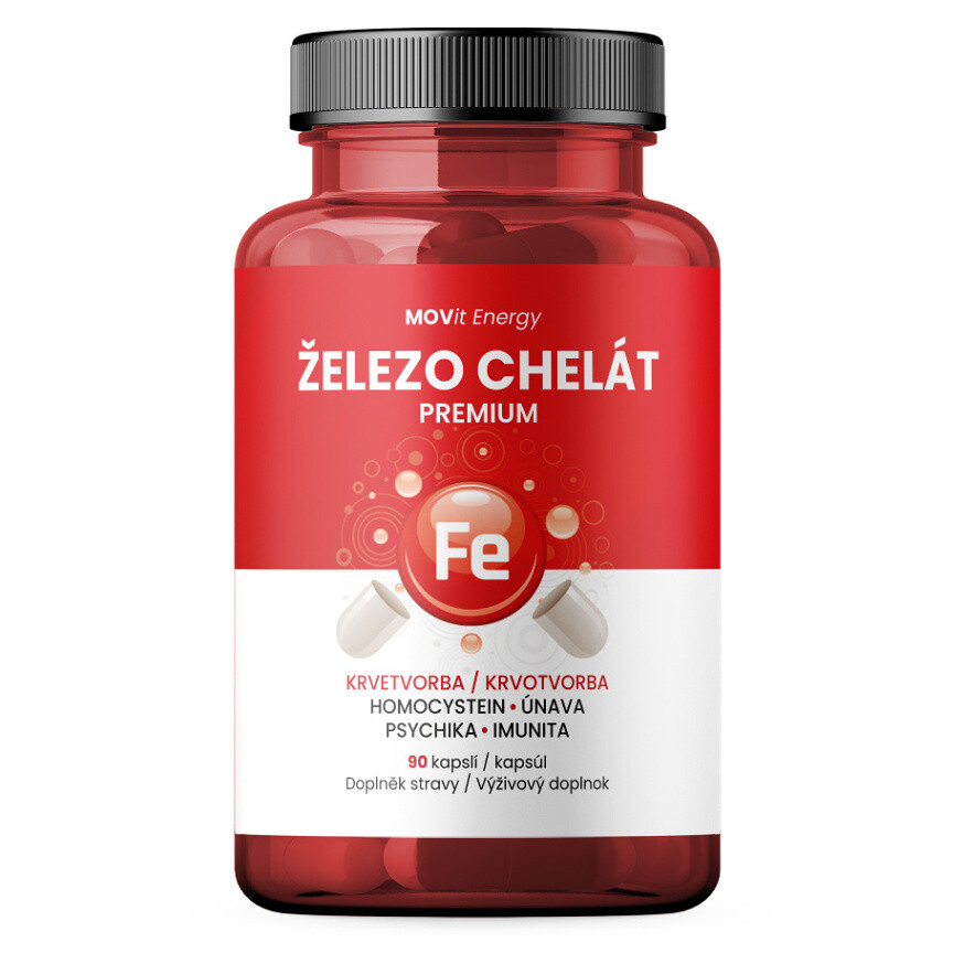 MOVIT ENERGY Železo chelát premium 90 kapslí, poškozený obal