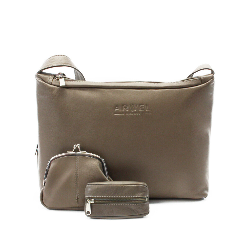 Sada dámské kabelky, peněženky a klíčenky Arwel 4003 - šedá