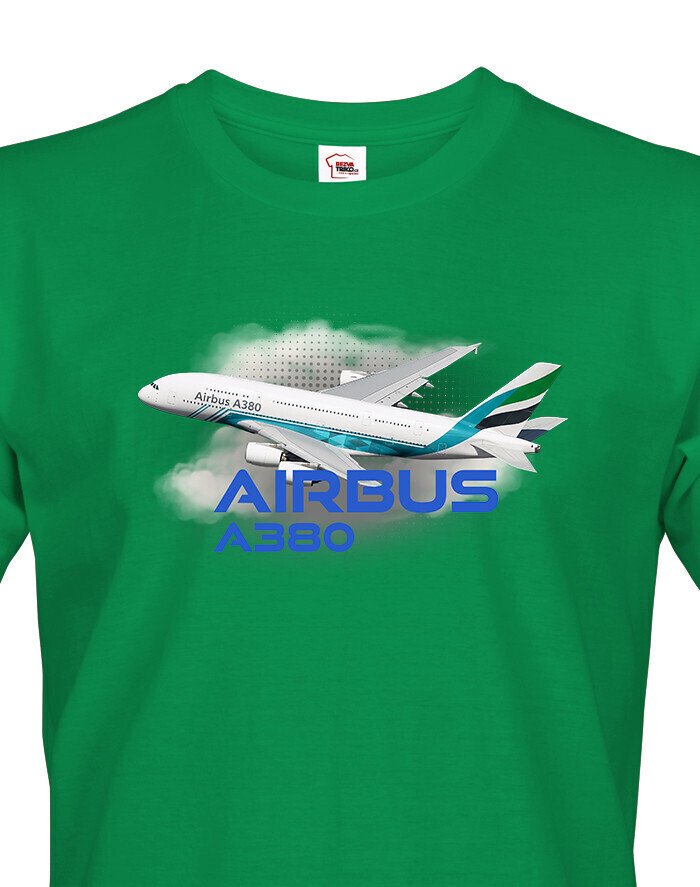 Pánské tričko s potiskem Airbus A380 - ideální dárek pro milovníky letadel