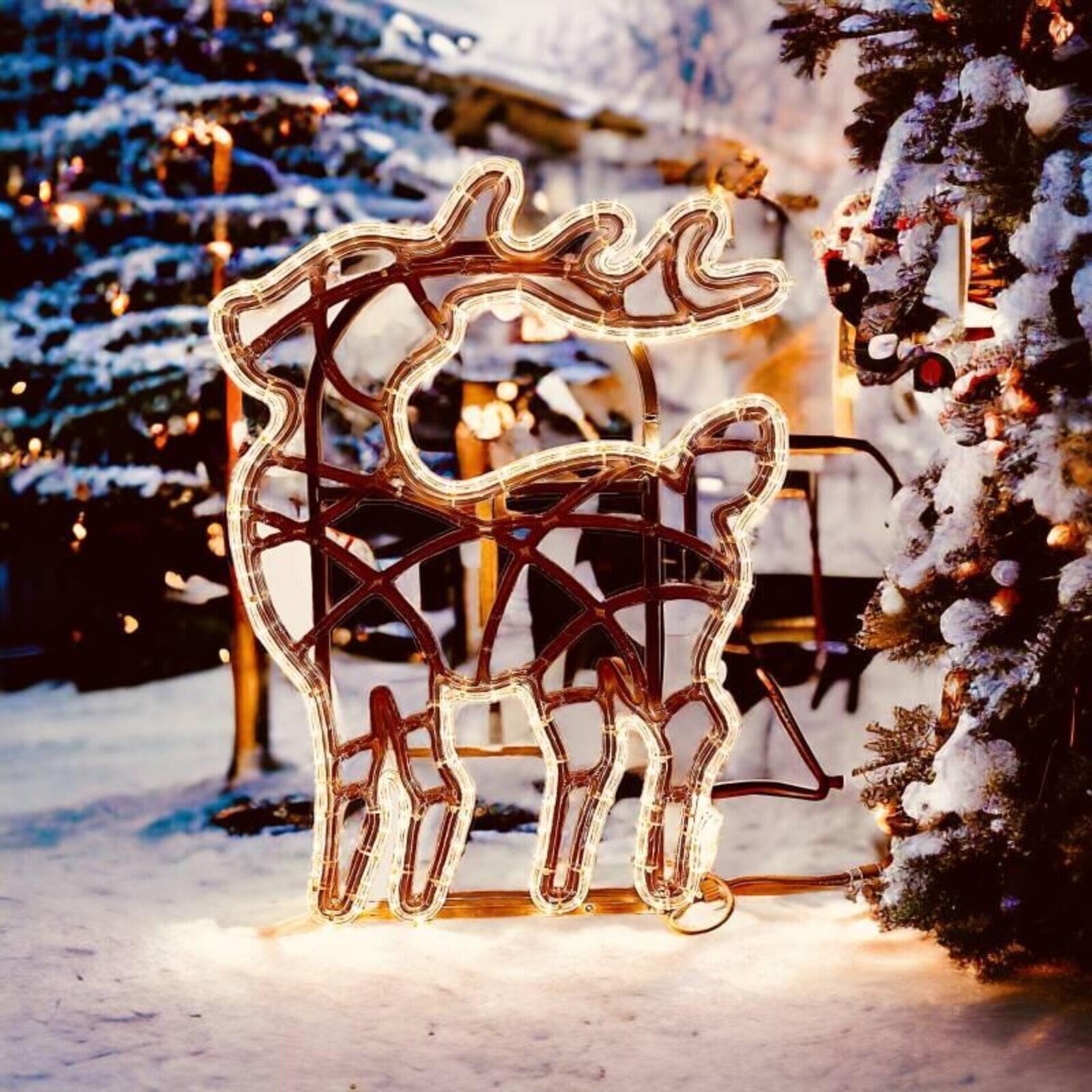 DecoLED LED světelný jelínek 47 × 64 cm, IP67, teple bílá